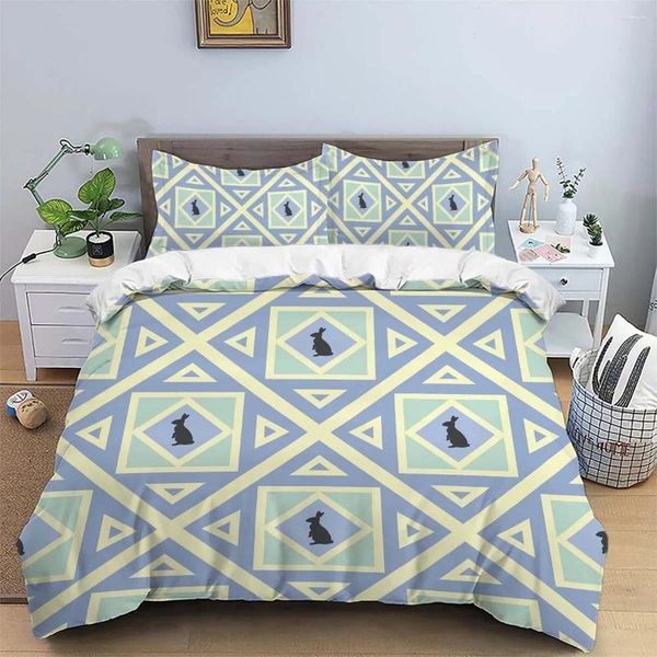 Set di biancheria da letto Polyester Spazzolette set da 3 pezzi caldi e adatti alla pelle comodi con forme geometriche triangolari quadrate giunti