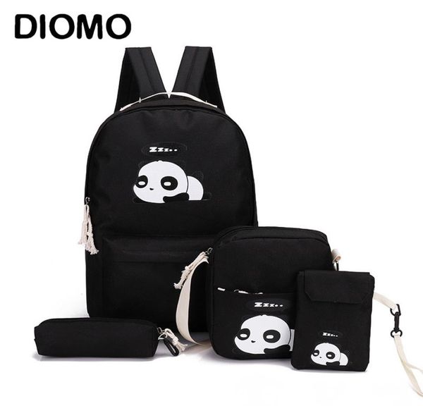 Diomo Panda Bag Bag Женская школьная школьная рюкзак для мальчиков с девочками подростки для подростков.