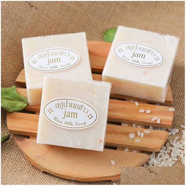 Sabão artesanal Tailândia Jam Rice Milk Original para clareamento do corpo Soaps de cuidados com a entrega do banho de beleza de saúde OTFSM