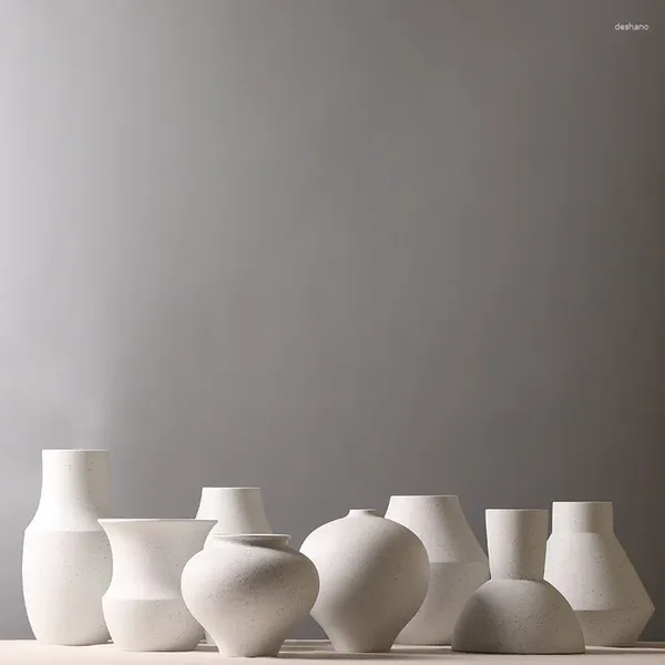 Вазы скандинавской простая керамическая ваза гостиная цветочный горшок ретро белый брызг чернил