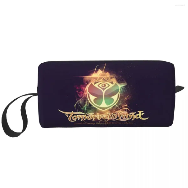 Aufbewahrungstaschen Custom Tomorrowland Flag -Reise Kosmetikbeutel Frauen Toiletten Make -up Organizer Lady Beauty Dopp Kit