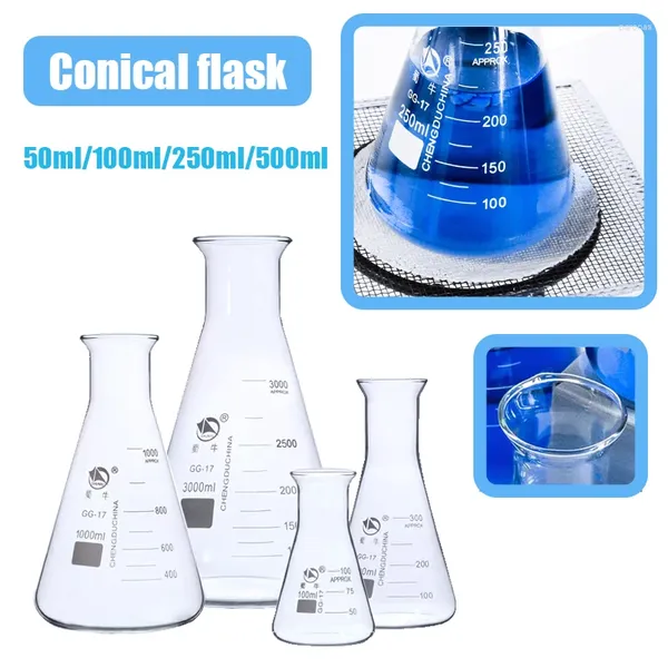 50 ml/100 ml/250 ml/500 ml Glas Erlenmeyer Flask Dreieck konisch für Laborgeräte