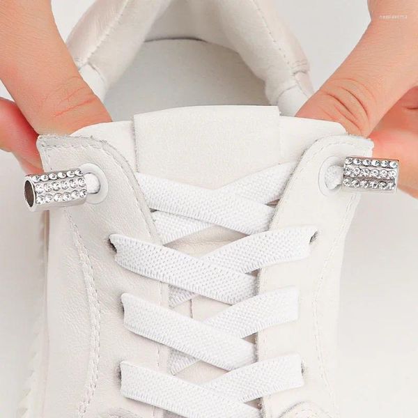 Schuhteile Diamant Metallschnalle Keine Krawatte Schnürsenkel GLASTE Flachschnürsenkel ohne Krawatten Schnürsenkel für Sneakers Frau Mann Shoestrings 1pair