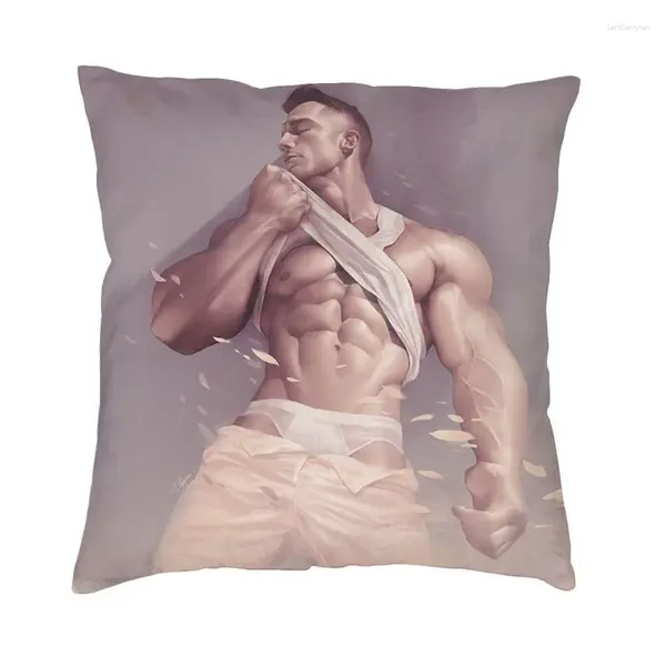 Travesseiro sexy muscle garoto ginásio estojo corporal 45x45cm decoração de casa