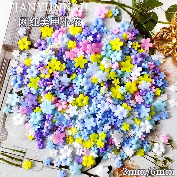 Decorações de arte da unha 100pcs tamanho misto acrílico flor 3d decoração fofa resina strass encantos para unhas acessórios de manicure diy