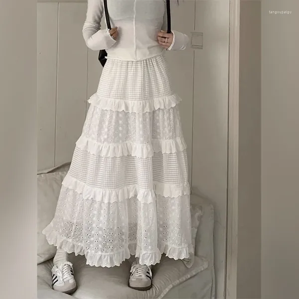 Gonne 2024 Multilayer femminile Ruffles Tulle Skirt Pieghetta in piega Fluffy Maxi Fairy Cake Dress