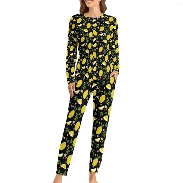 Abbigliamento da donna Sleep Bright Fruit Stampa pigiami floreali e limone kawaii set di pigiama set womens 2 pezzi per oversize oversize abita