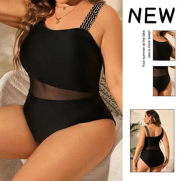 Swimwear femminile 2024 PLASSE TOSE SEXY SWEXIUT MESH POTCHWORT Black Ladies One Piece Bare da bagno Abbigliamento da bagno Abbigliamento Push Up Monokini