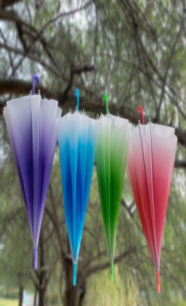 Regenschirme Gradient Farbe Regen stilvolle Einfachheit Blase Langes Griff transparentes Mädchen Kinder Pilz Regenschirm Klar umweltumwelttätig WM3863551