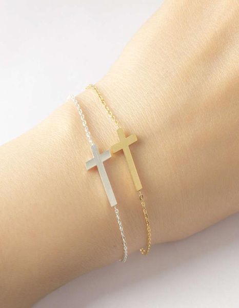 Cadeia Jesus Cristo Cross Bracelet Silver Gold Bridesmaid Gift Jóias religiosas Aço inoxidável3937120