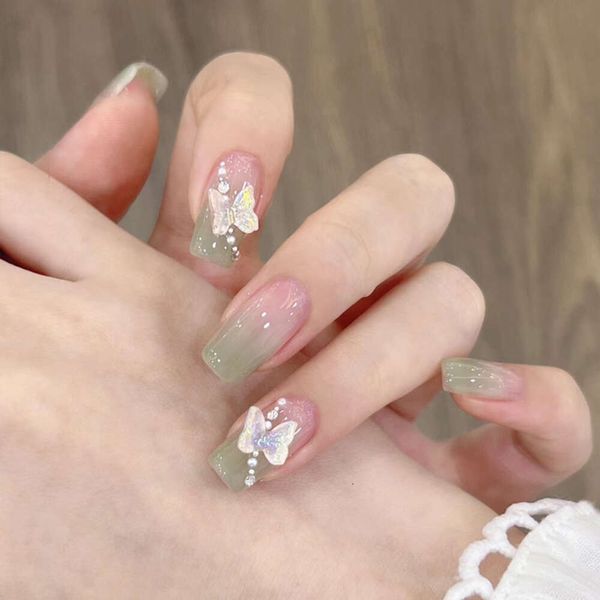 Feito à mão usando charme de unhas na unha com cristais suprimentos compridos