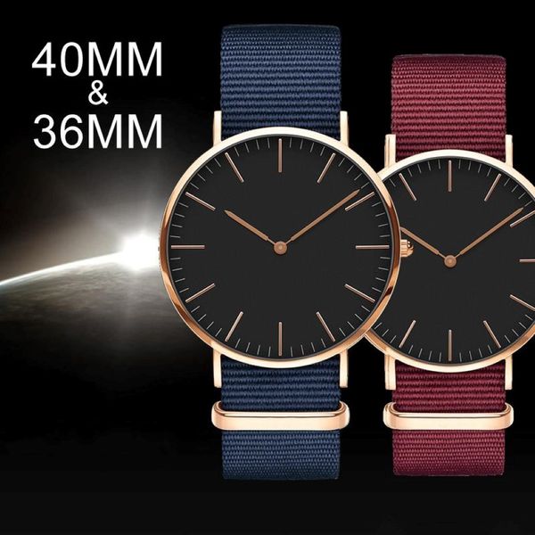 2022 New mass Womens assista DW Quartz Fashion Casual Watches Daniels Nylon Strap Clock 199G