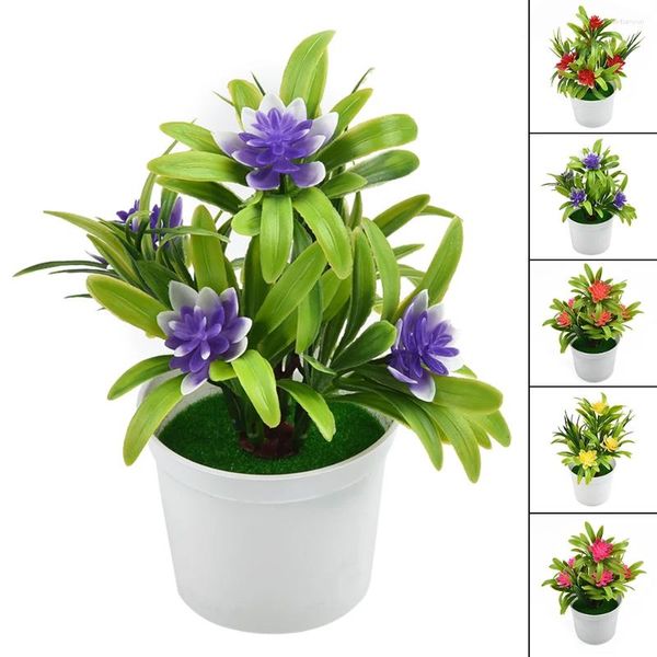 Flores decorativas Planta artificial Lily Flower Plants Plants Home Wedding Room Tabel Shop Decor Aquatic Bonsai Plástico