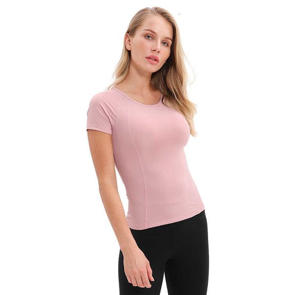 T-shirt a manica da yoga corta femmina femmina di assorbimento di umidità posteriore e abito fitn di sudore che corre sport yoga