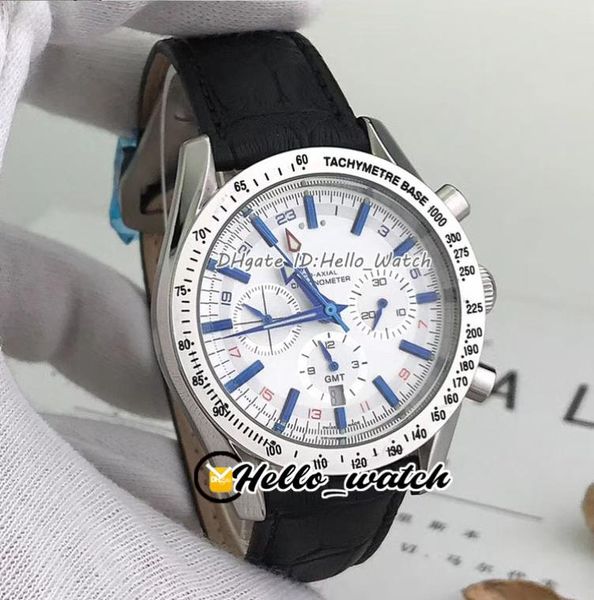 Oferta especial Relógios 32112425002001 Cronógrafo de quartzo Mens Watche White Dial Blue Stick Markers StopWatch Stone Aço Case Leathe3438241