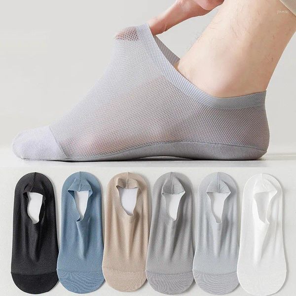 Herren Socken Sommermenschen unsichtbar ohne Show Silikon Non-Slip Low geschnittene Männer Männlich männlich hohl aus Mesh atmungsaktiv