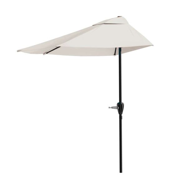 Pure Garden Half Outdoor Shade -9 -футовой патио зонтик с легким краном - небольшой навес для балкона, стола или палубы (загар)