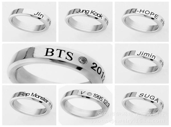 Moda kpop bts jung kook ring shinee onew taemosin minho key jong hyun kpop titanium aço jóias de dedo jóias suga jhope v jong 6222720