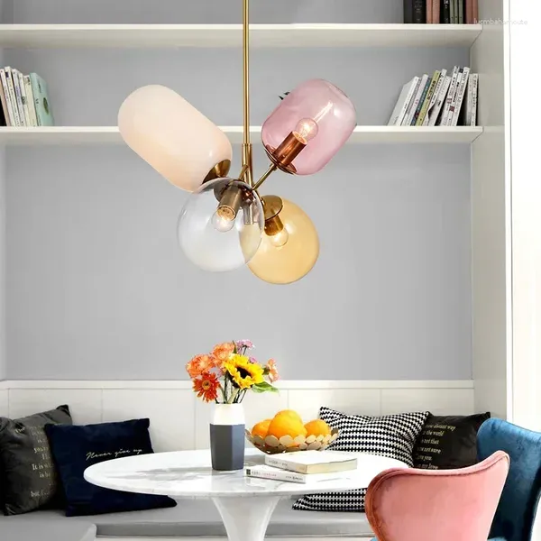Lampadiers a led Nordic a ledier color ciondolo a ciondolo illuminato per decorare tavoli da pranzo soggiorno camere da letto lampade moderne