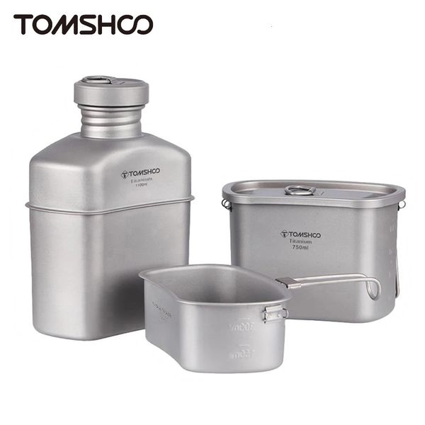 Tomshoo Outdoor Canten Cup Set Ultraleicher Wasserflaschen Küchengeschirr Set Campinggeschirr Getränke Wasserflasche 1100/750/400 ml 240506