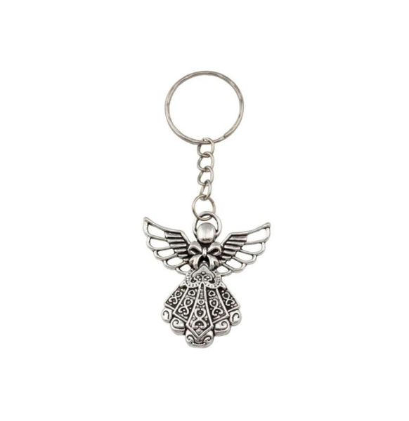 30pcs Antique Silver Alloy Angel Band Chain Key Ring Travel Protection Diy Jewelry7268771