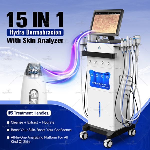 Mais recente oxigênio hydro máquina hidra dermoabrasão cuidados com a máquina de limpeza ultrassônica facial de limpeza de rejuvenescimento MicrodermoBrasion Remoção do dispositivo facial