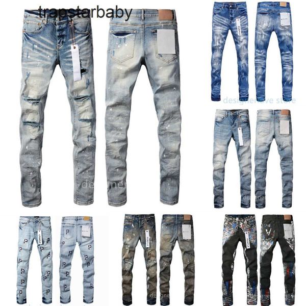 lila Jeans Mann Designer Herren Marke Jeans Schwarz weiß dünne Luxus Jean Hant