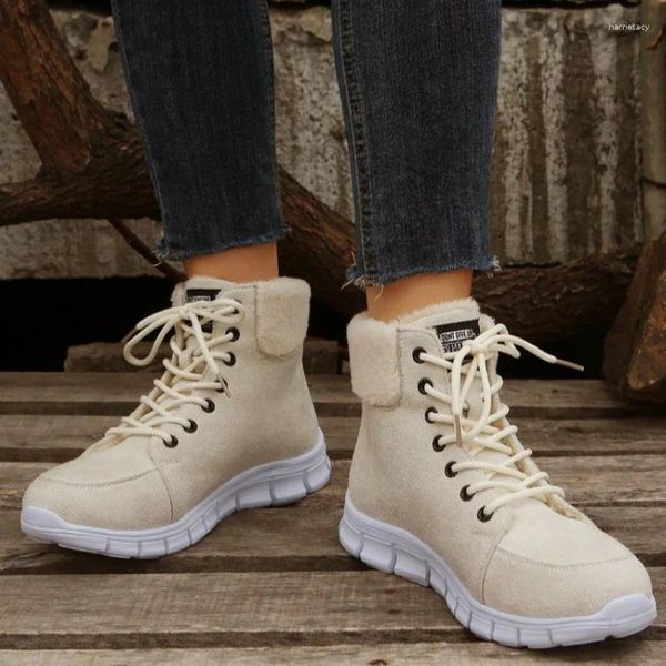Boots Sapatos de borracha feminina 2024 Moda All Match Color Solid Round Toe Costa grossa LACE UP LAPELA PARA