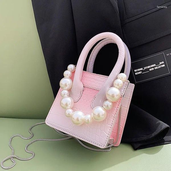 Sagni a tracolla Colore gradiente Mini Rossetto Borsa 2024 Design per le perle del Messenger da donna