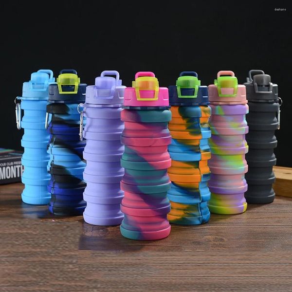 Bottiglie d'acqua Articoli da 500 ml di viaggio sportivo Verifica alimentare BPA GRATUITO in silicone pieghevole pieghevole da bere