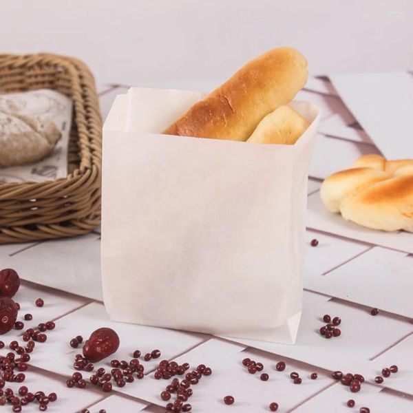 Geschenkverpackung 100pcs/Set Oil Proof Take-out Fettabstreichungstasche für Brot Backfutter gebratener Hühnchen Frites 15x12 cm