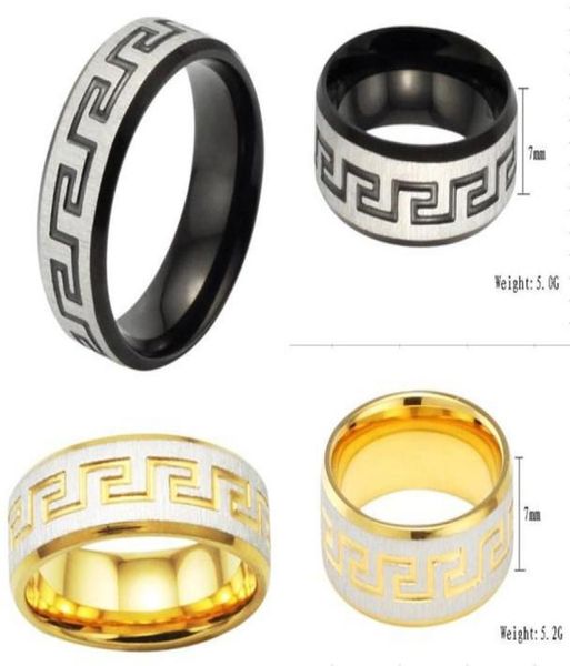 Schüchterner Titanring Schwarz Gold Muster Ring Great of China Hochzeit Schmuckstück Ringe Beliebte Schmuck K54423935224