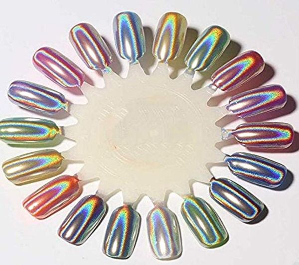 2pcs holográficos em pó holográfico holossexual unhas pigmento Unicorn Mirror Chrome Gel Polish em pó de pó para Nail5234544