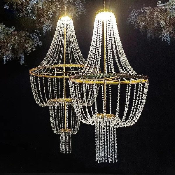 Decorazione per feste Golden Led Crystal Hanging Lampada Casa Soggio