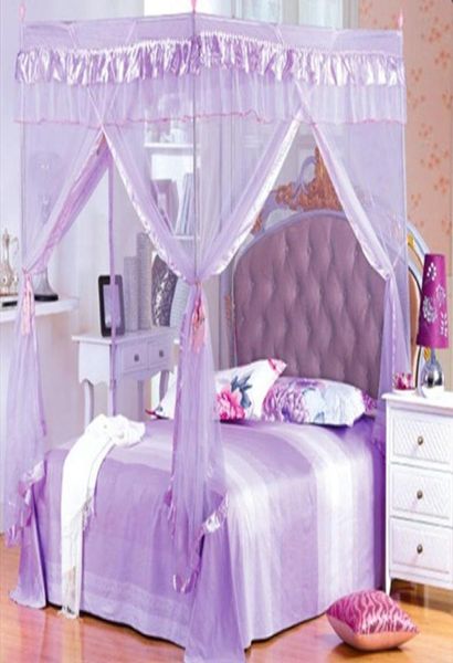 Berrotto post -letto ad angolo 4 angolare Principessa Mosquito Net Twin Full Queen King Size Canda da letto elegante senza staffa 1051157