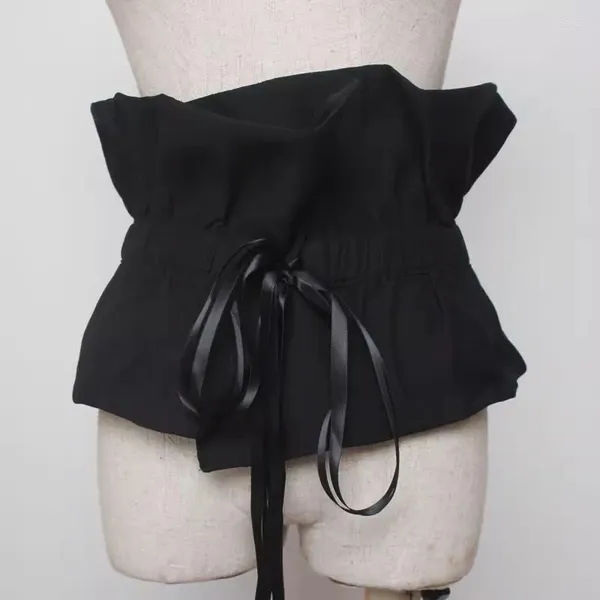 Belts Moda feminina Branca de tecido preto corset fêmea Cummerbund Colo