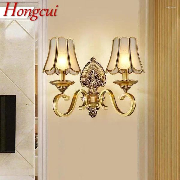 Lâmpadas de parede Hongcui American Brass Lâmpada de estar interna da sala de estar de cama de cama Retro Villa el corredor corredor lampl lampl