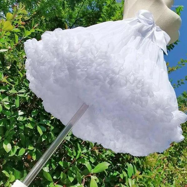 Röcke 40 cm Frauen Tüll Rock Weiche Futter Petticoat Fluffy Lolita Unterstützung Knochenlosen Garn Baldachin Schnürrüschen üble