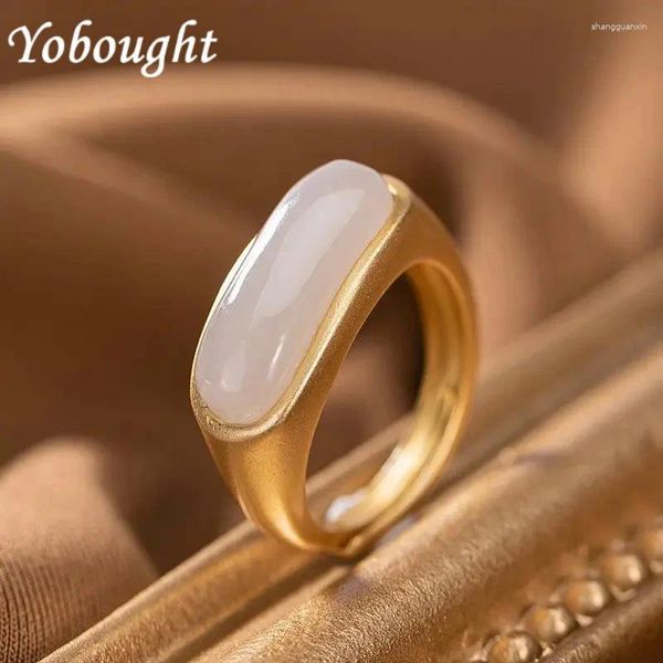 Cluster Ringe Natural Ein lila Jade Langer ovaler Öffnung Verstellbarer Ring Chinesische retro böhmische elegante Frauen Silberschmuck