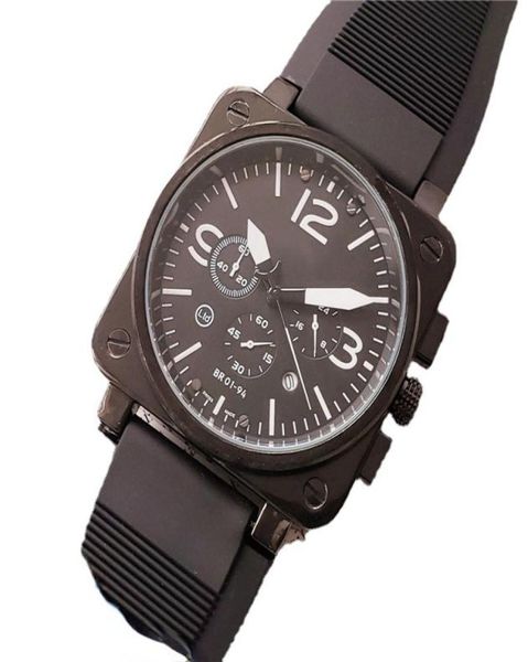 Homens do exército suíço relógios aço inoxidável Big Square Case Strap Br Watch Watch Quartz Movement Cronógrafo WristWatch Todo