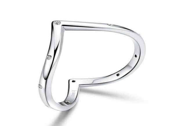 Unique European Women 925 Sterling Silver V Form Finger Ringe Mode Girls Tail Ring7142903