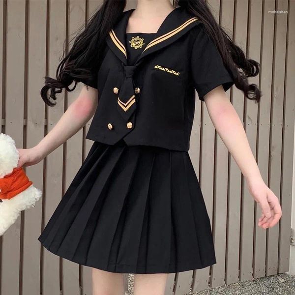 Roupas Define uniformes escolares japoneses estudante de plus size s-5xl figurino fofo mulheres sexy jk terno marinheiro blusa de saia plissada