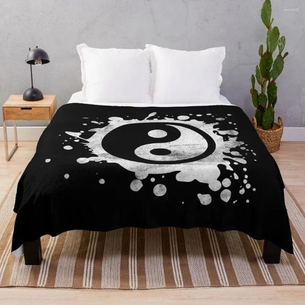 Coperte angosciate yin yang feng shui ying taoism t-shirt buddismo zen getta la coperta morbida peluche spiaggia di spiaggia