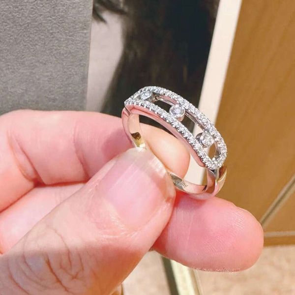Jewlery Messis Designer Messikas Verlobungsring für Frauen Schmuck Gold Schieber Mobile Drei Diamantring Frauen Roségold Mode vielseitiger Ring