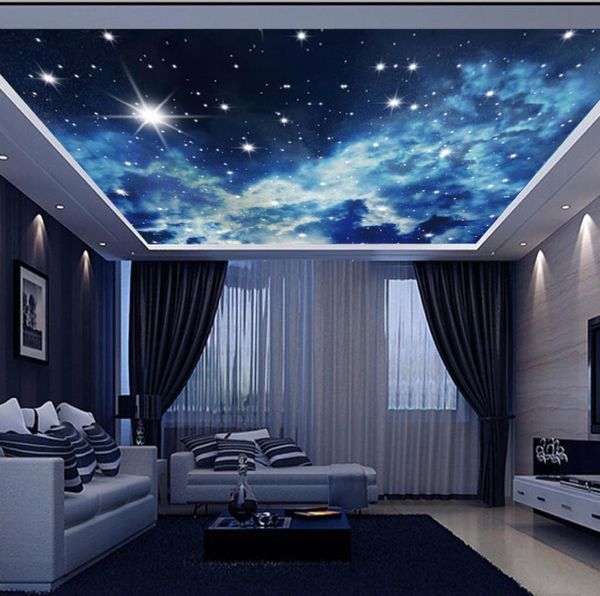 Grande Mural de Muros de Parede Custom 3D Murais de Wallpaper Blue Sky Stars Universo 3D PO Mural para Hall Sala 3D Murais de parede2649401