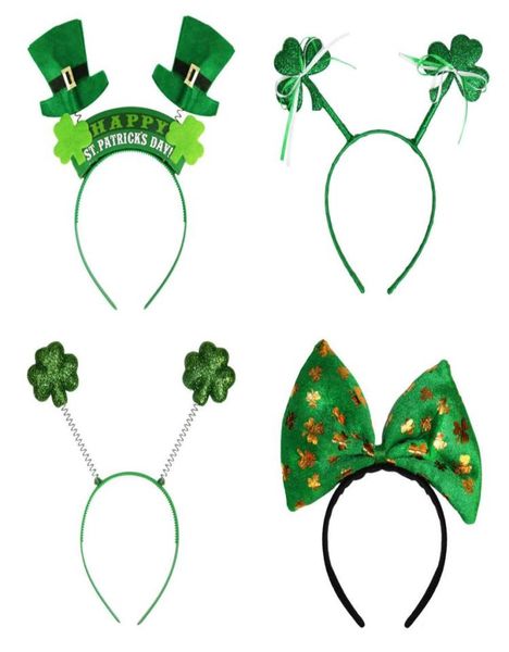 İrlandalı St Patricks Günü Kafa Bandı Yeşil Leprechaun Saç Bandı Tokalı Süslü Elbise Karnaval Noel Aksesuarları Partisi Top Hats5839559