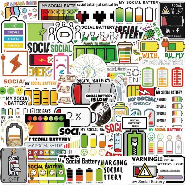 Embrulho de presente 10/30/50pcs meus adesivos de bateria social Decalques engraçados de graffiti DIY para crianças laptop Scrapboard scrapboard