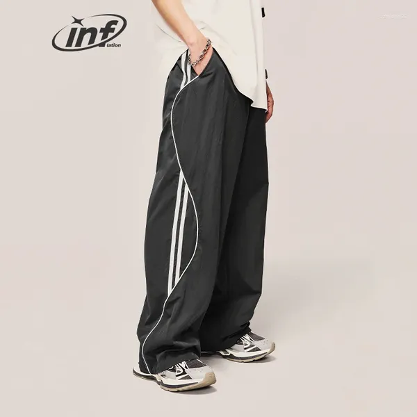 Herrenhosen Inflation Vintage gestreifte Weitbein Hosen Unisex Drawess Taille Sportswear Track