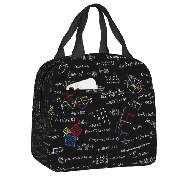 Depolama Çantaları Matematik Fizik Denklemleri Öğle Yemeği Çanta Kadın Bilim Öğretmeni Taşınabilir Soğutucu Termal Yalıtımlı Kutu Gıda Bento