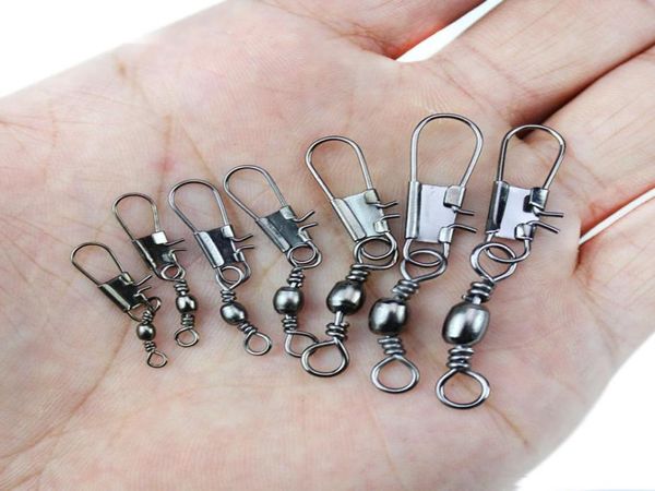 Swivels de aço inoxidável Conector de pesca Terminal Fish Terminal Roldição Girando com Snap Fishhook Acessórios para Tackle Acessórios5884023